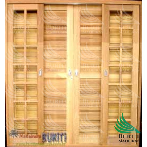 Porta Balcão de Correr 6 Folhas Reta padrão Cedro